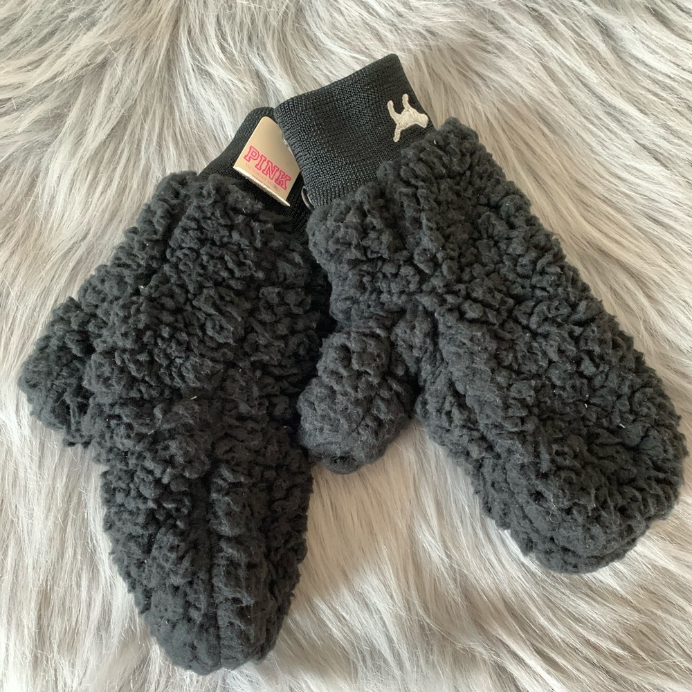 Victoria Secret Pink Black Gloves